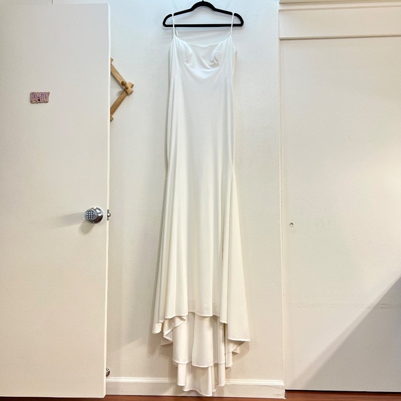 La Femme 30458 Low V Back Jersey with Train Gown - Picture 3 of 11